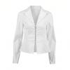 European and American design sense white cotton shirt women's 1116 new waist long-sleeved casual temperament women's top