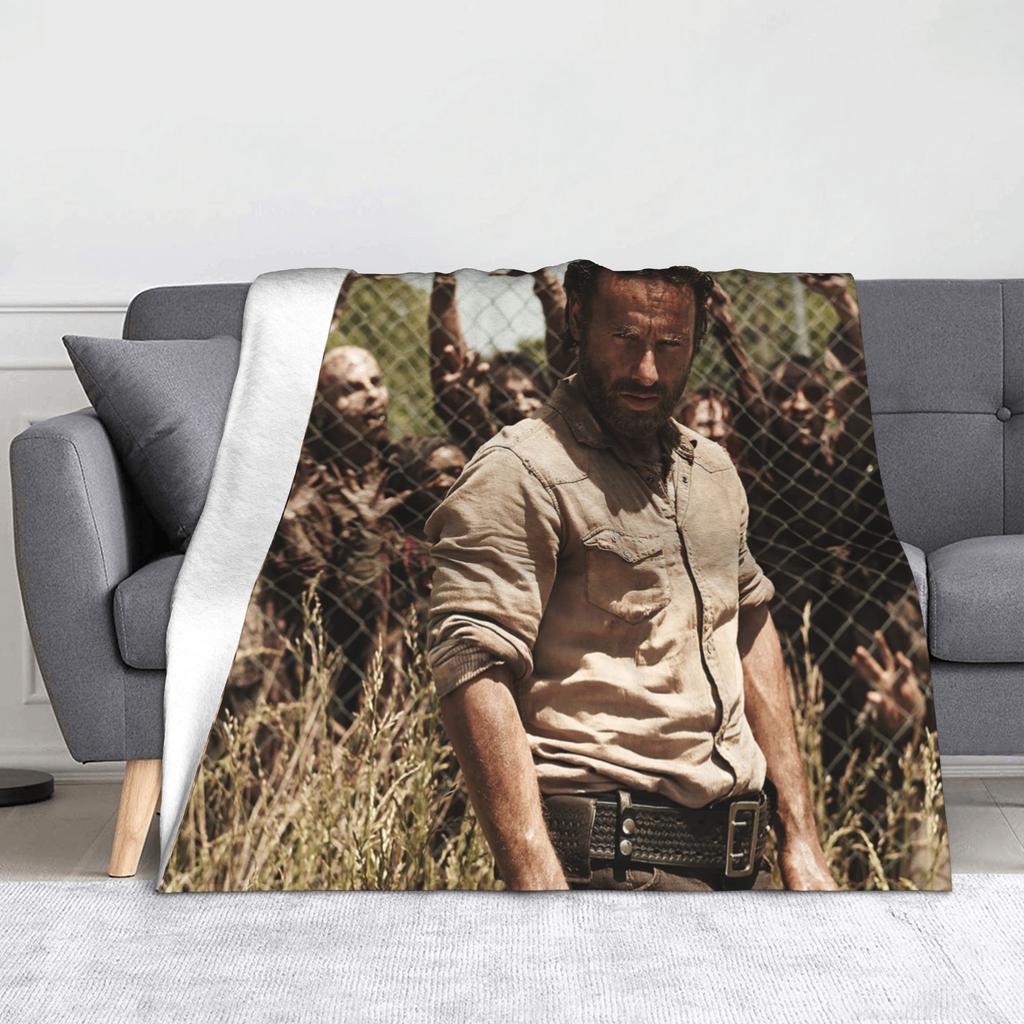The Walking Dead Horror Movie Blanket Fleece Rick Grimes Daryl Dixon Carl Comic Warm Throw Blanket for Bedding Couch Bed Rug