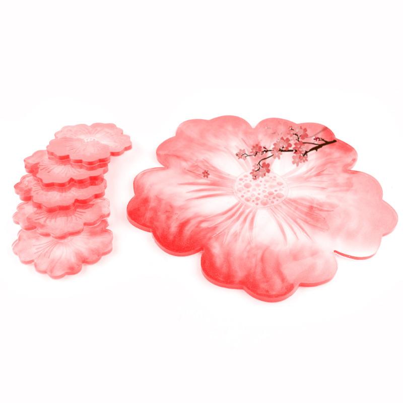 Flower Shape Coaster Mold with Sunlight Edges Fruit Tray Silicone Epoxy Casting Mold for Resin DIY Jewelry Plate Trinket
