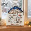 Festive Ritual Ornaments Christmas Puzzle Advent Calendar, Wooden Countdown Family Interactive Games Xmas Ornament for Home Table Mantel Decor Holiday