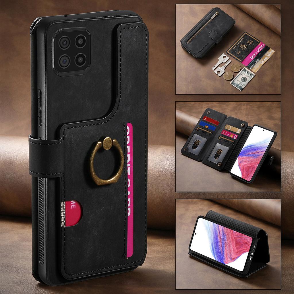 Luxusní kožené pouzdro 3 v 1 pro Samsung A13/A14/A15/A17...S21/S22/S23...se stojánkem, nárazuvzdorné, RFID, více slotů a zip