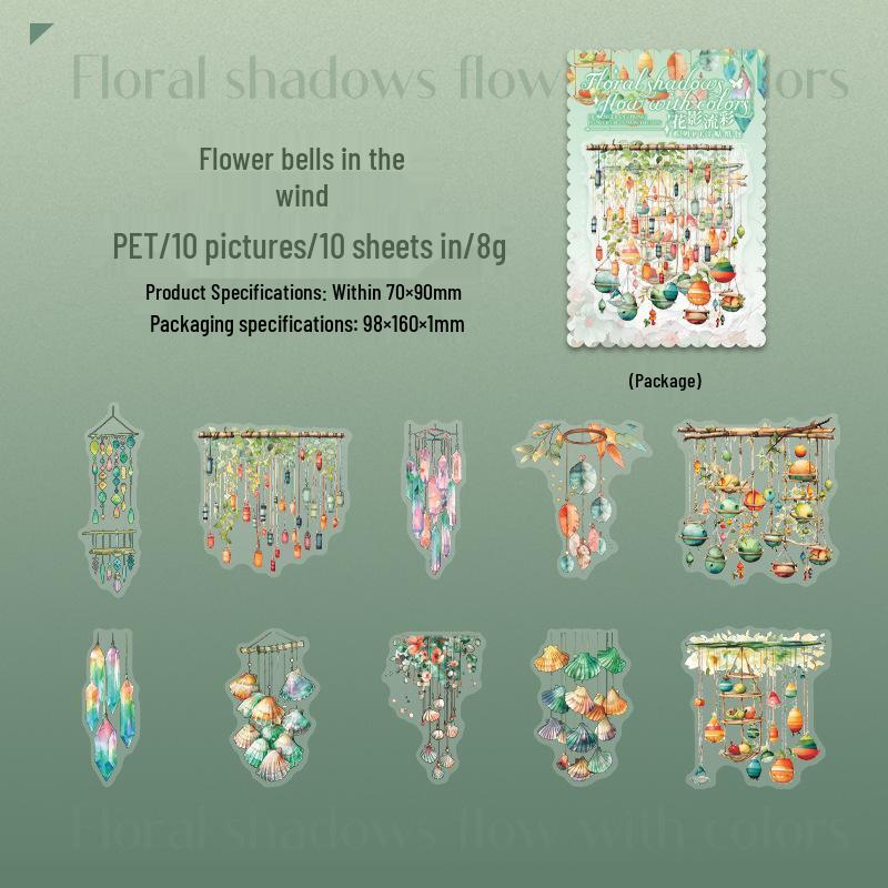 Retro European Style Collage Stickers: Tomato Sauce Girl Flower Shadow Series, PET Material, 6 Designs