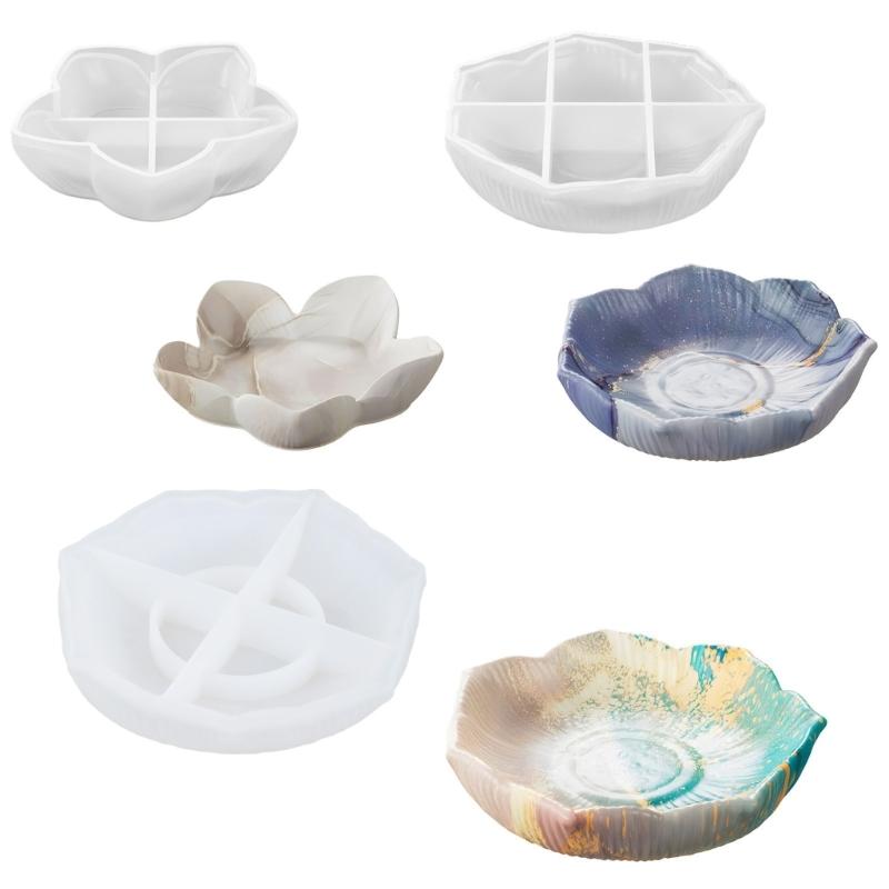Flower Shaped Storage Tray Mold Epoxy Mould for Handmade Decoration and Gift Making Projects Display Dish Accessories