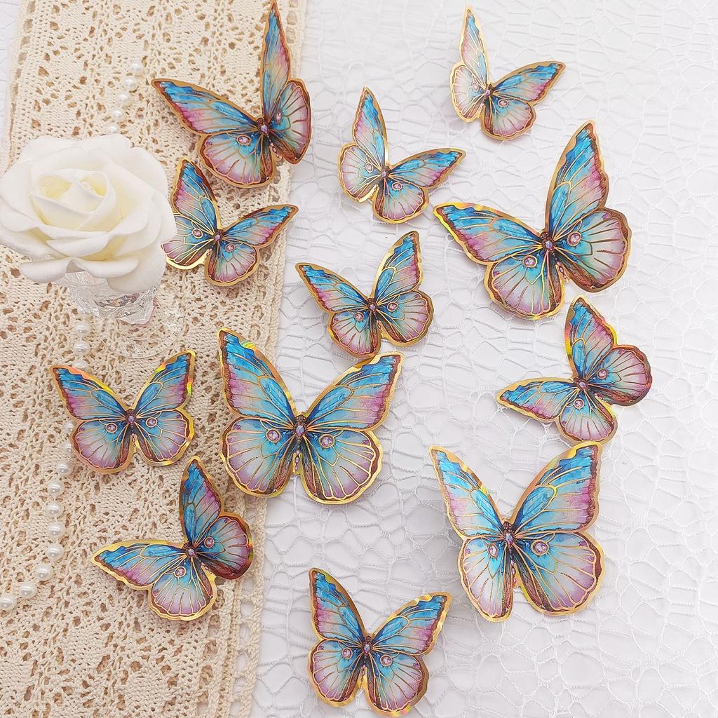 12 PCS 3D Butterfly Wall Decor Laser Butterfly Decorations for Birthday Party Cake Decorations Butterfly Wall Decor Stickers for Baby Shower Decals