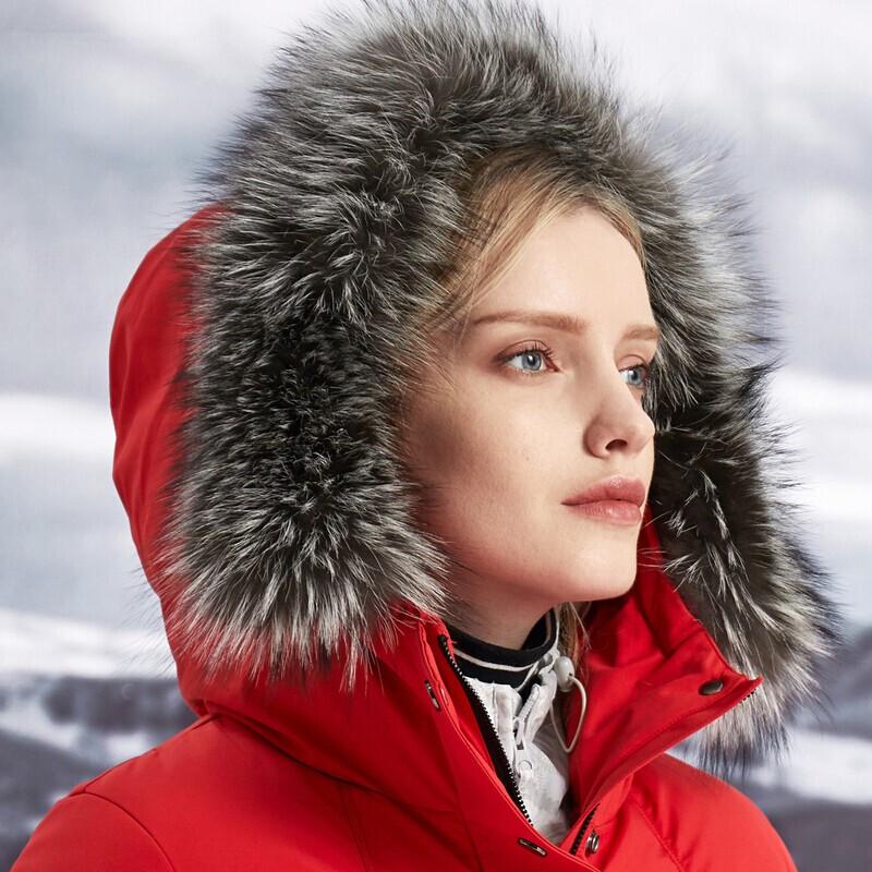 Bosideng B90142808 Women's Outdoor Mid-Length Hooded Down Jacket