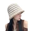 Knitted Bucket Hat for Women Autumn and Winter Korean Version Ins Face-showing Small Striped Fisherman Hat Casual Versatile Dome Wool Basin Hat