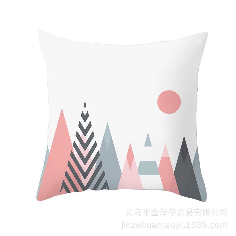 Modern Simple Pillow Cover Office Cushion Cover Pink Geometric Print Cushion Home Furnishings Home