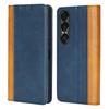 For Sony Xperia 1 VII Case Calf Texture 3 Card Slots Color Splicing Leather Phone Cover