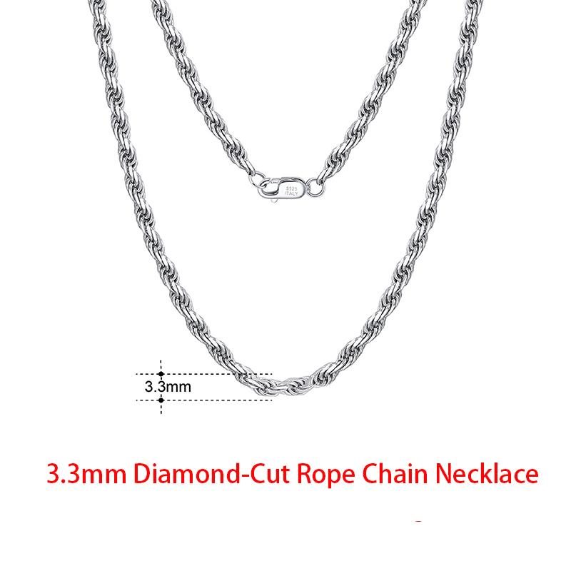 Rinntin Zinc Alloy Sterling Zinc Alloy Italian 2.6/3.7/5.0mm Flat Mariner Chain Necklace for Women Men Fashion Neck Chain Zircon SC78