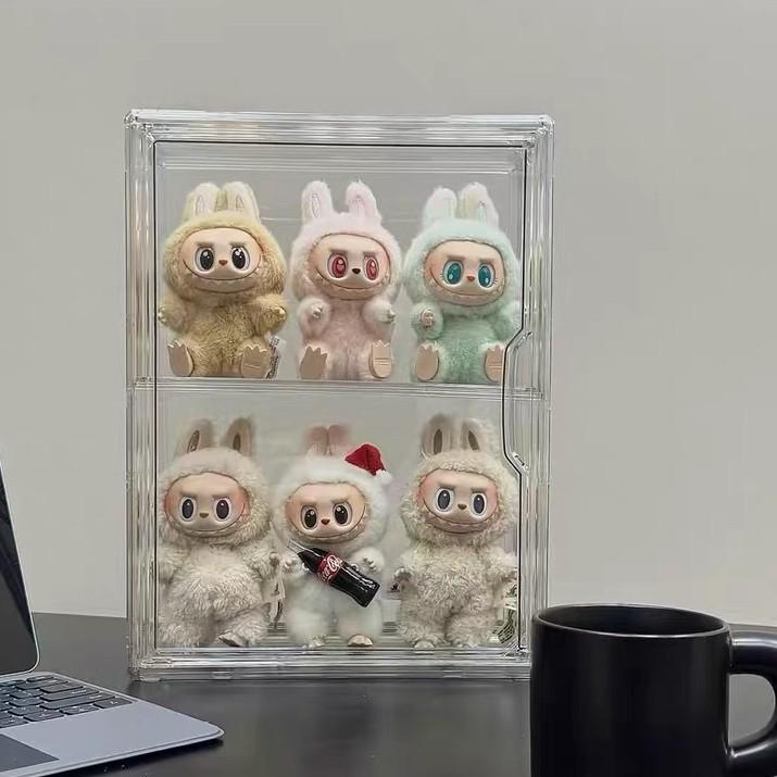 LABUBU Blind Box Desktop Display: Transparent Acrylic Storage Cabinet for Dustproof Figurine Presentation
