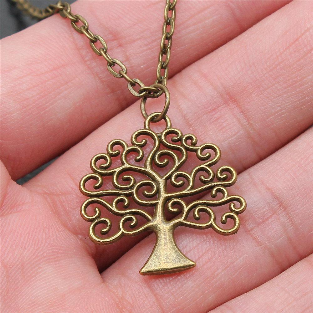Tree of Life Floral Mandala Pendant Antique Bronze Metal Bridesmaid Choker Necklace Trendy Gift