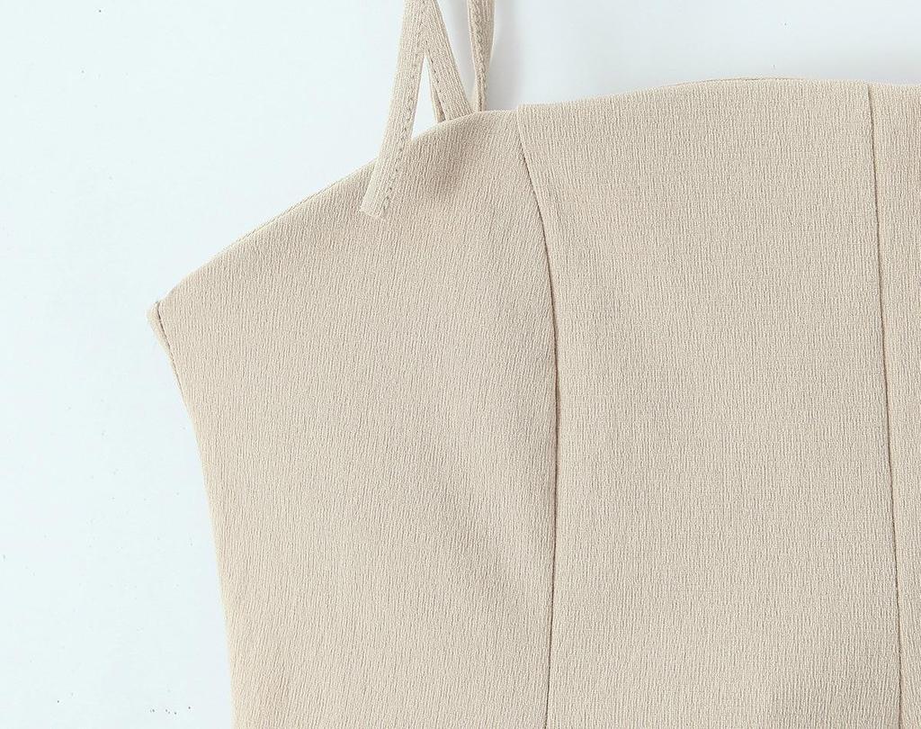 Spring 2026 European & American Style Spaghetti Strap Top with Simple Short Skirt Hem
