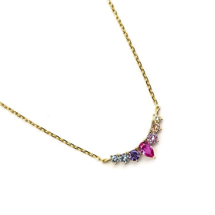 Collier Luxenter en argent 925 et zircon multicolore finition or 18k - Narxo