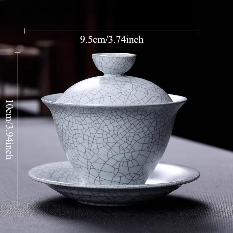 

140ml Ru kiln lid bowl Ceramic Opening Pattern Kung Fu Tea Set Household tea bowl Chinese style tea cup drinking utensils