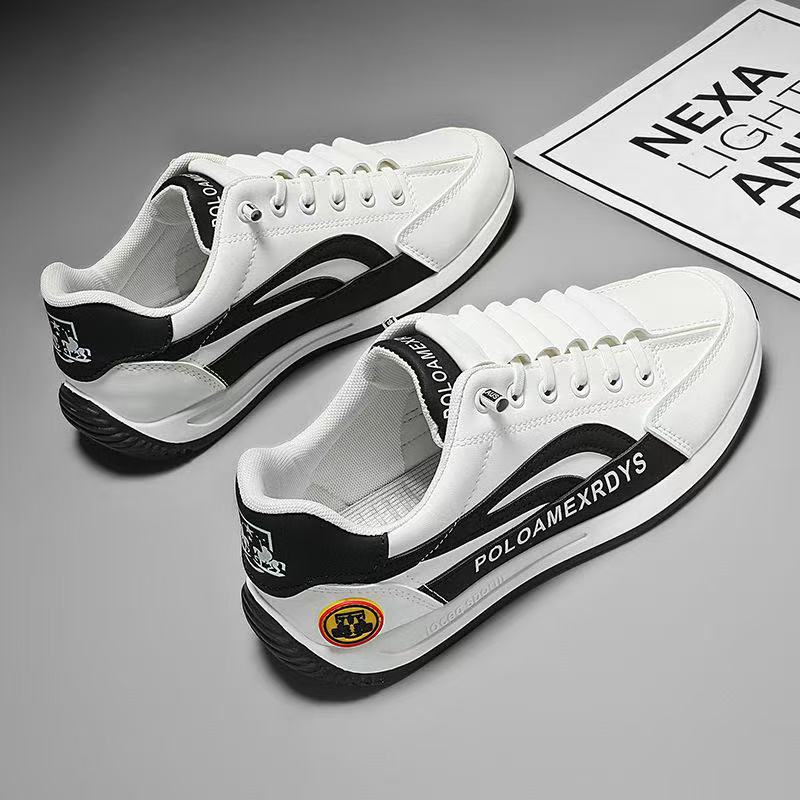 Frühlings- und Herbst-Herren-Freizeitschuhe Atmungsaktive, rutschfeste und verschleißfeste Sportschuhe Mesh Low-Top trendige kleine weiße Schuhe Weichsohlige Laufschuhe