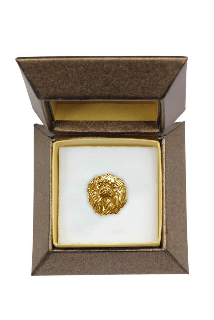 Pekingese, Pekinese, Peke - Dog Brooch In Decorative Box, Elegant Gold-plated Pin, Art-Dog Brand Jacket Pin