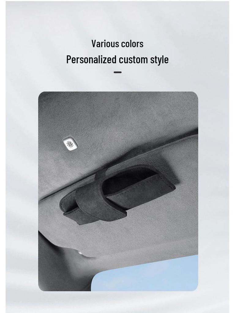 Car Sun Visor Suede Sunglasses Storage Box Clip