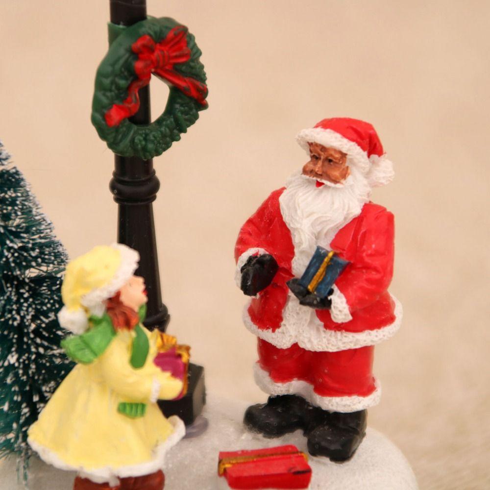 Santa Claus Design Luminous Christmas Statue Snow View Christmas Decor  Party Favors