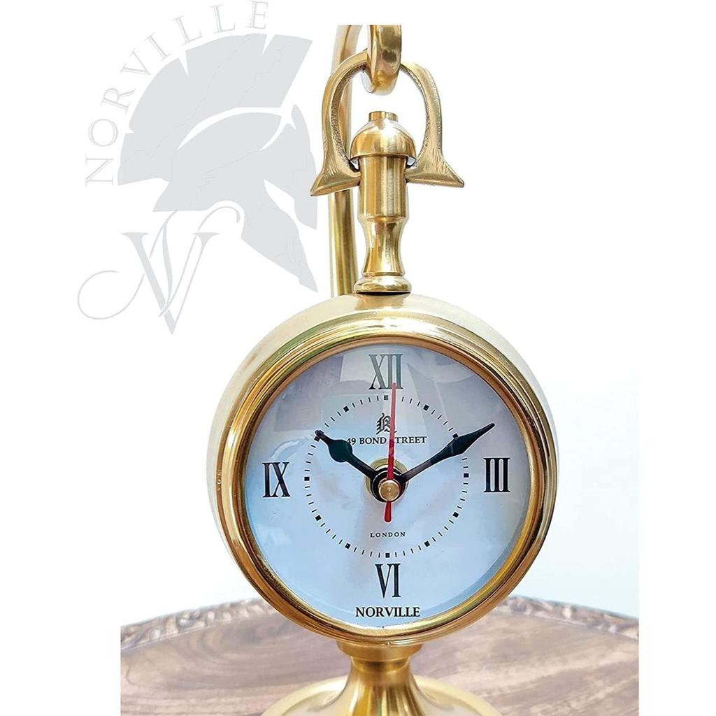 Antique Brass Table Clock Vintage Glass Clock Watch for Study Table, Decor, Office Desk, Home Decor, Wedding Gift Item