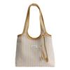 Striped Canvas Tote Bag for Women Large Capacity Shoulder Crossbody Bag Fashion Commute School Bag