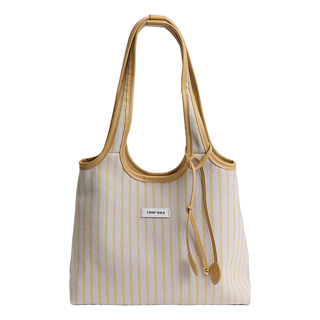 Striped Canvas Tote Bag for Women Large Capacity Shoulder Crossbody Bag Fashion Commute School Bag