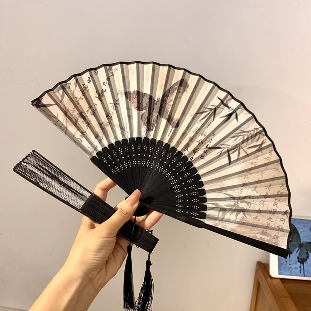 with Tassel Folding Fan Art Craft Woman Fans Vintage Folding Hand Fan Gifts