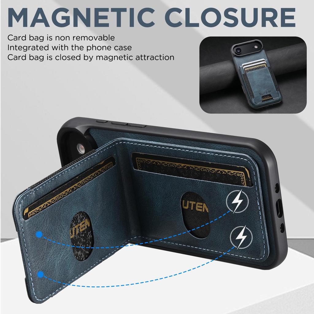 Universal Leather Phone Case with Card Holder & Stand for Apple 17 Pro Max, Google 10 Pro XL, Samsung Models