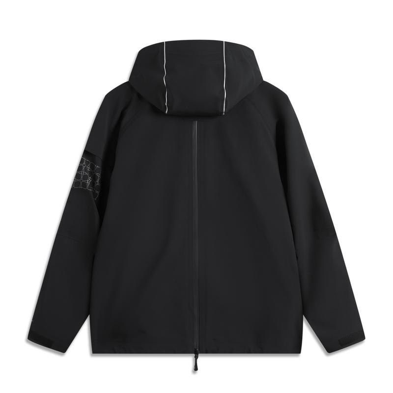 Li Ning Breath Pro Series Letter Zipper Hooded Comfortable Breathable Long Sleeve Waterproof Windproof Jacket Unisex Jacket Black AEMU045-5