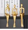 3PCS Nordic Abstract Character Resin Thinker Sculpture Decorative Art Golden Statue Home Decoration Bookshelf Desktop Crafts