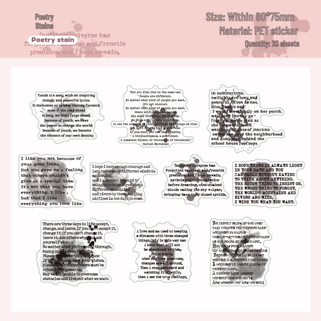 RetroStory Ink Dye Series Decorative Stickers - Creative Retro Background for DIY Collage & Journal