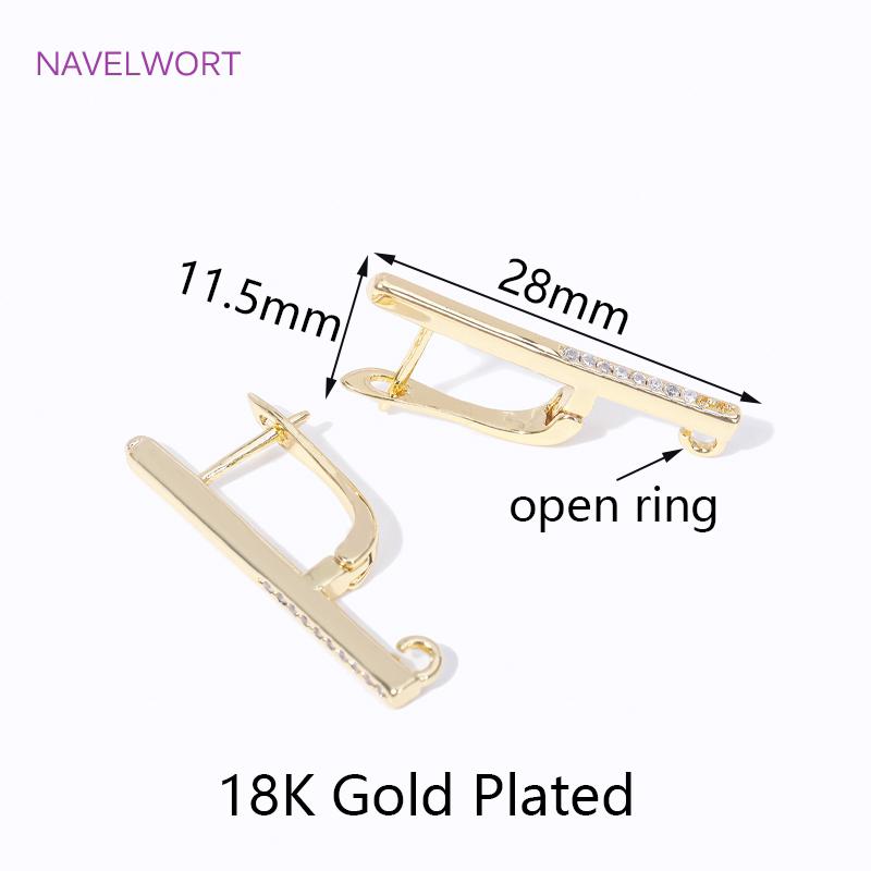 

Fashion 18K Gold Plated Inlaid Zircon Earwires Fastener Earring Hooks Clasps For DIY Handmade Drop Earring Making Accessories 2 Pieces