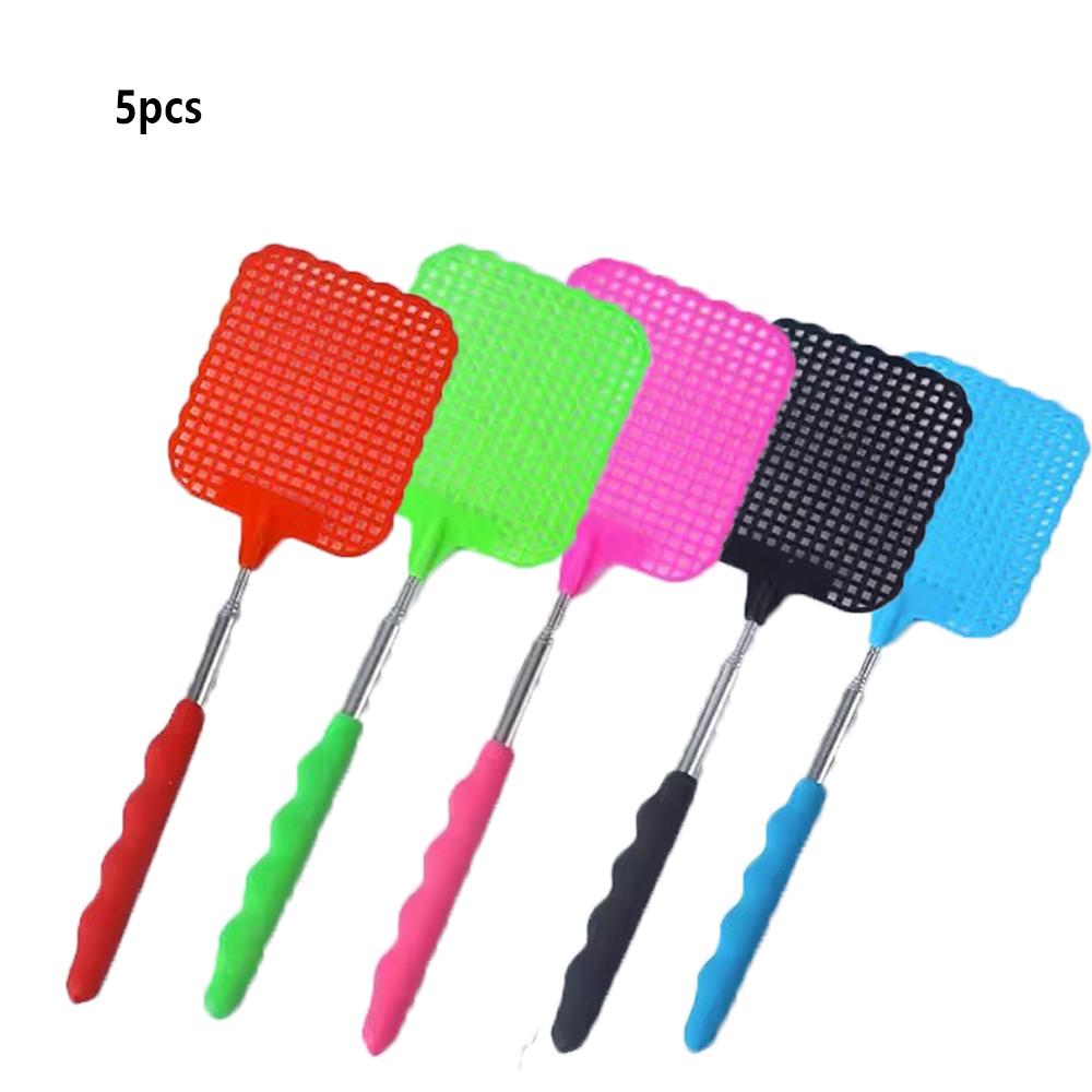 1/3/5PCS Extendable Fly Swatters with Stainless Steel Telescopic Handle 25 cm to 73 cm for Indoor Outdoor Mosquito