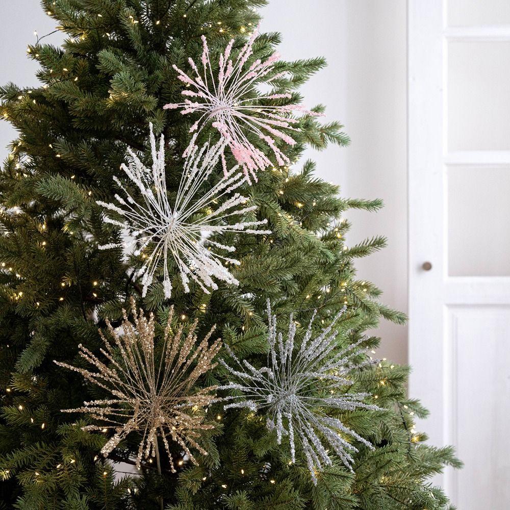 Plastik Weihnachts-Kunstblumen 50cm Glitzer Weihnachtsdekorationsblumen Simuliert DIY Weihnachtsbaumschmuck