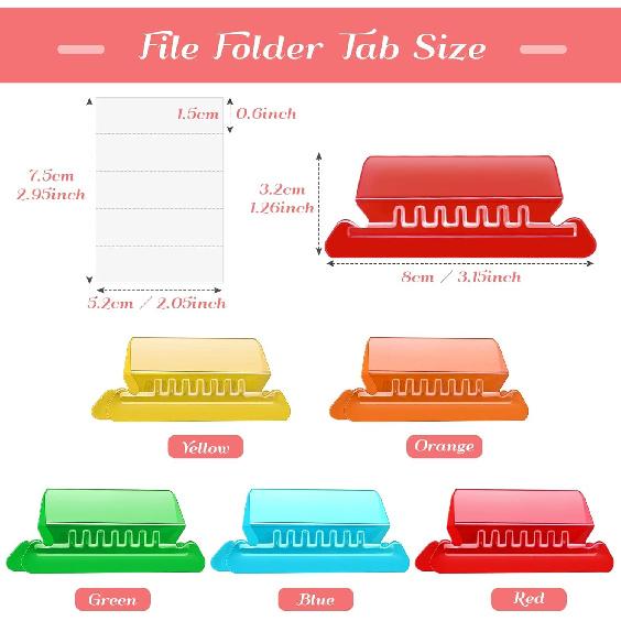 File Folder Tabs, Paxcoo 50 Sets Hanging File Folder Tabs and erts, Plastic Tabs for Hanging Folders, Multicolor