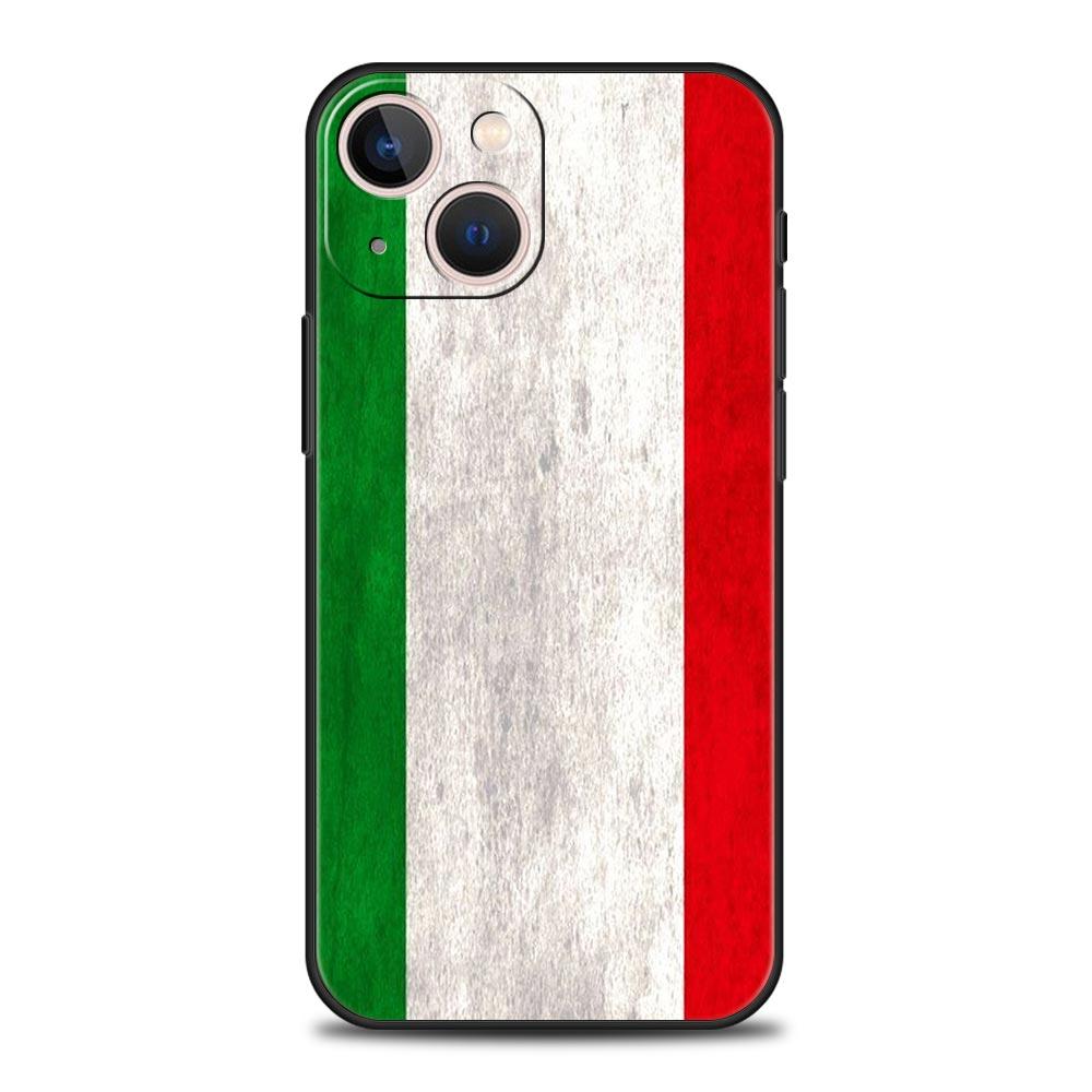 Luxury Phone Case For Apple iPhone 11 15 14 Pro MAX 12 13 7 8 Plus X XR XS MAX SE Silicone Black Cover Funda ITALY Flag
