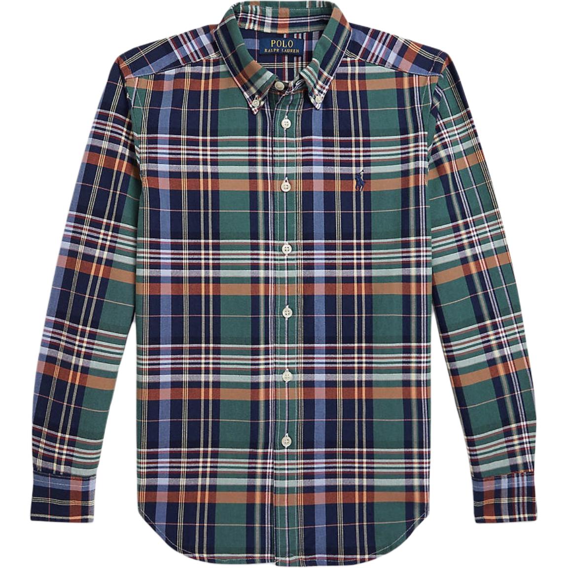 

Поло Ральф Лорен Повседневная рубашка Клетка Длинный рукав Хлопок Оксфорд Детская Детские рубашки 323981013-001 L