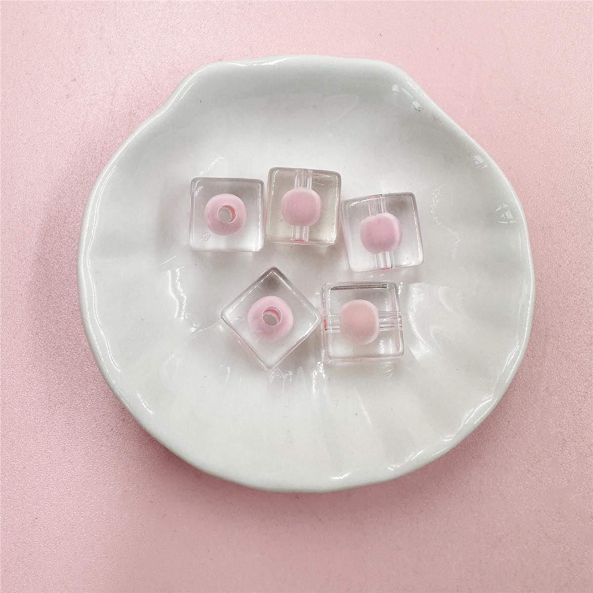 

5 шт. 12 мм акриловые прозрачные квадратные яркие бусины для лица, модные ювелирные аксессуары, брелок для ключей, браслет, материал ручной работы розовый