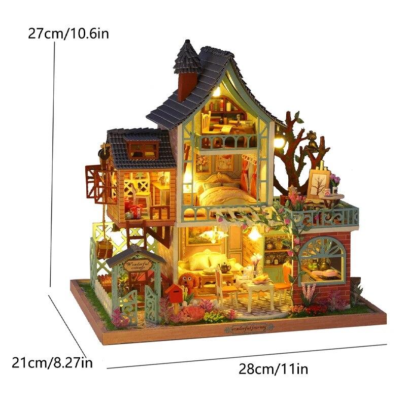 Doll House Miniature Doll DIY Assembly Building Model Villa Kit Production of Small Room Toys Home Bedroom Decorations