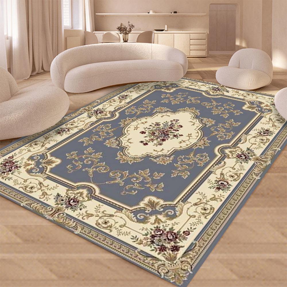 Vintage Rustic Carpet Shabby Rose Rugs Luxury Soft Elegant Traditional Rugs Floral Floor Carpet Home Living Room Bedroom Mats