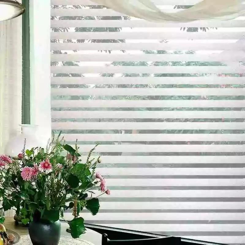 Horizontal Stripe Glass Stickers Office Bathroom Decorative Film Static Adhesive-free Glass Decorative Window Film