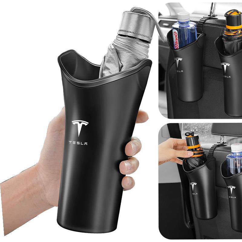 1/2 st Bilstyling Bilförvaringslåda Paraply Skräporganisatör Hink För Tesla Model 3 Model S Model X Y Roadster Performance