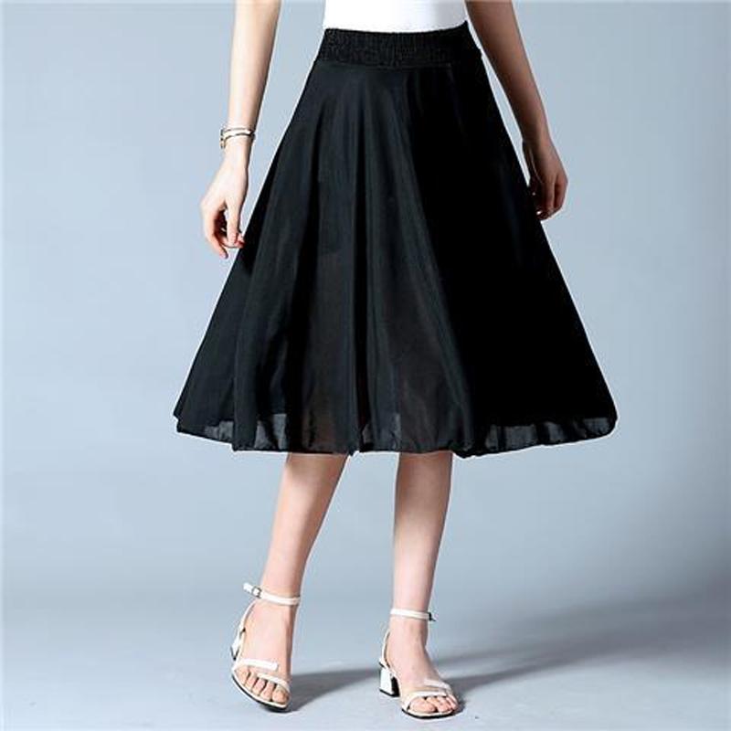 Fuste cu flori de lungime mijlocie de vară cu talie elastică femei lejer casual din șifon din mătase de gheață rochie de plajă pentru femei