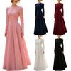 Women's Color Long Sleeve Round Neck Back Zipper Dress for Fall Elegant