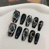Y2K Cyberpunk Blue Cat Eye Dark Spicy Girl Nails - Handmade, Wearable, Removable
