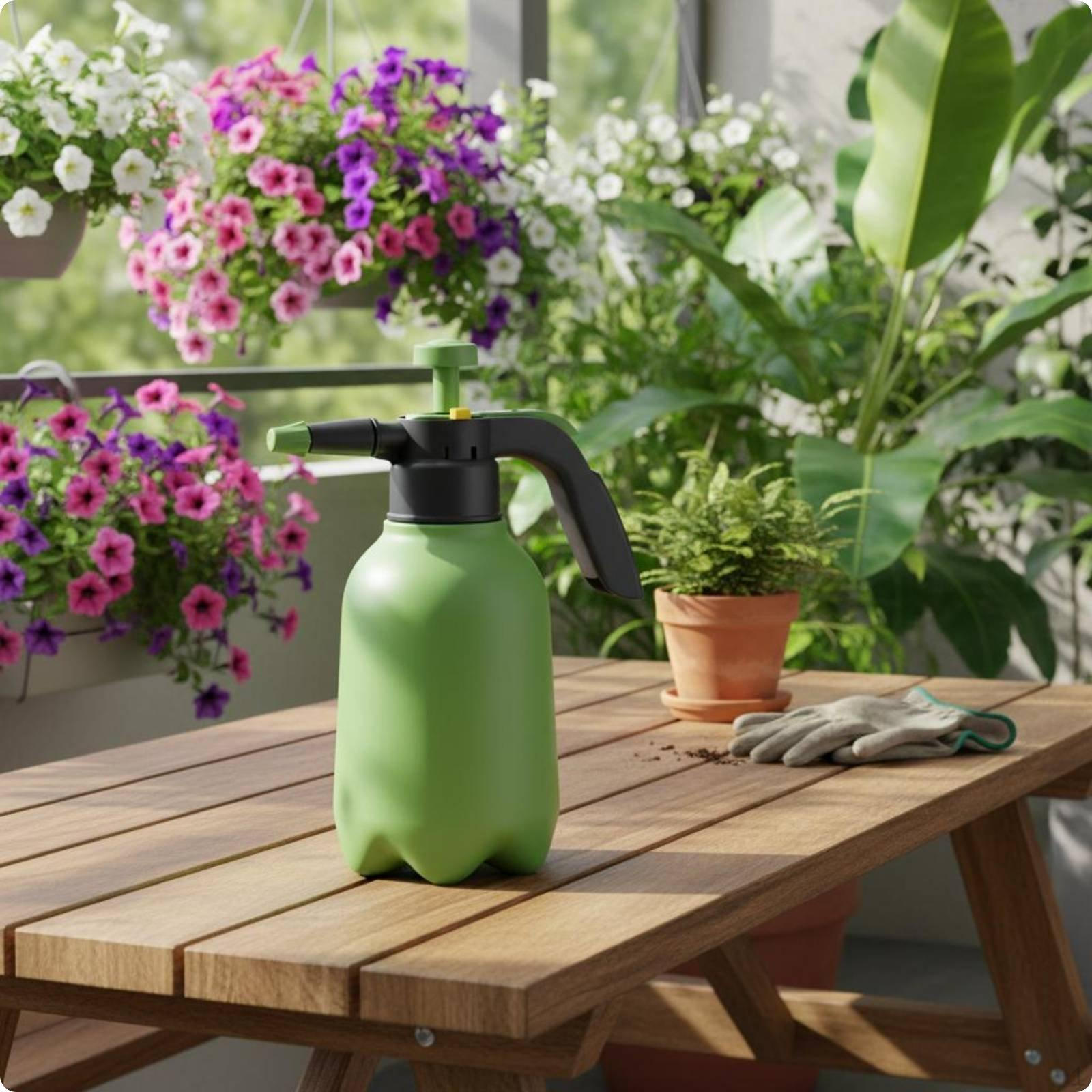 Handheld Pressure Spray MultiUse Pump Lightweight Manual Misting Device Bottle for Cleaning Green Standard