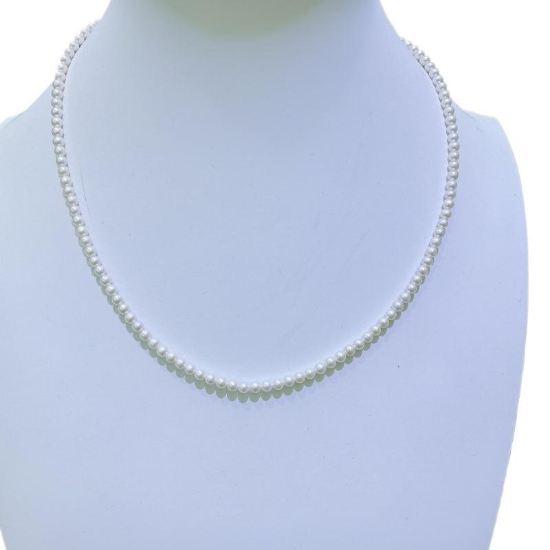 Exquisite 3-4mm Round Natural Pearl Necklace with Sterling Silver Extension Chain and Certificate