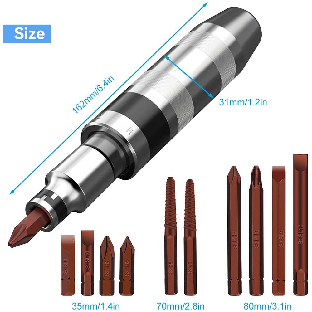 12 STÜCKE Schlagschraubendreher Hand Manuell Reversibel Schlagschrauber Set Langlebig Entfernen Lösen Verrostete Befestigungselemente Oder Festgefressene Schrauben