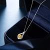 Dazzling Yellow Gemstone Heart-Shaped Necklace Women'S Hollow Out Diamond Inlaid Droplet Shaped Pendant Clavicle Chain Jewelry