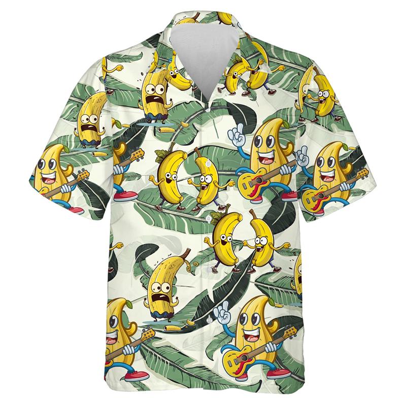 Tropische Früchte Zitrone 3D-Druck Strandhemden Papaya Avocado Grafik T-Shirt für Männer Kleidung Niedliches Y2k Design Frauen Reversbluse Top