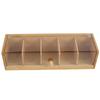 Bamboo Tea Bag Organizer Clear Sorting Tea Storage Box with 5 Compartment Portable Dust Proof Coffee Box for Home and Office